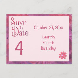 Bewaar de datum 4e verjaardag voor een meisje aankondigingskaart