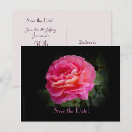 Bewaar de datum 50e Jubileum Party Pink Rose Aankondigingskaart