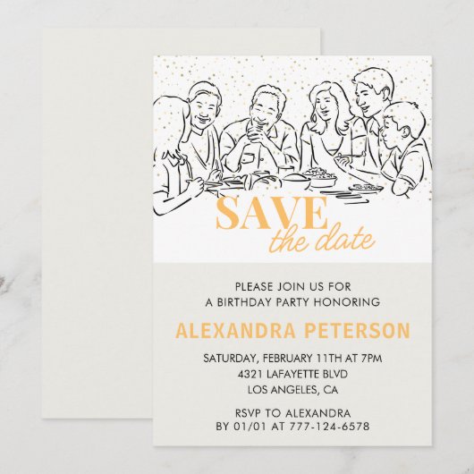Bewaar de datum 59e verjaardag uitnodigingen Diner (Voorkant / Achterkant)