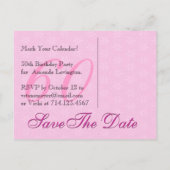 Bewaar de datum 60e verjaardag Roze en Zwarte kant Aankondigingskaart (Achterkant)