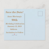 Bewaar de datum 90ste verjaardagsfeest, Floral Bri Aankondigingskaart (Achterkant)