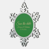 Bewaar de datum aangepast script Huwelijksaankondi Tin Sneeuwvlok Ornament (Rechts)