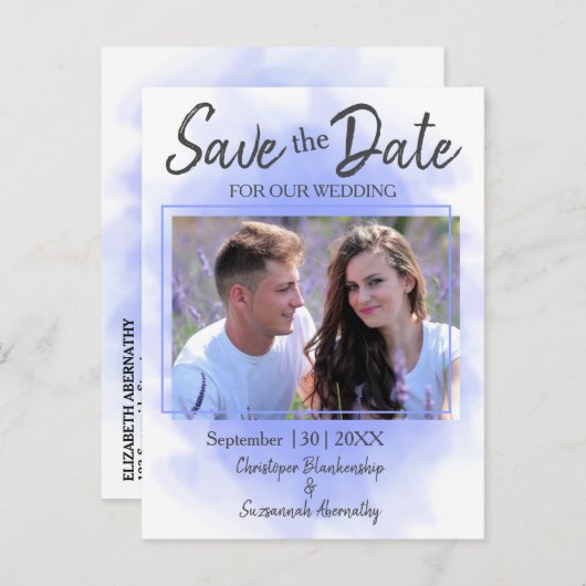 Bewaar de datum aangepaste foto eenvoudige trouwer aankondigingskaart (Voorkant / Achterkant)