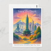 Bewaar de datum aankondiging | Taipei City Taiwan Briefkaart (Voorkant / Achterkant)