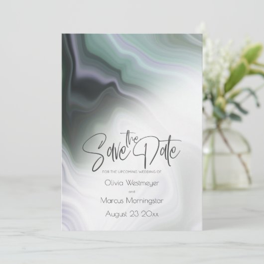 Bewaar de datum | Abstract Stof Sage Bleke Violet  Kaart (Staand voorkant)