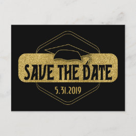 Bewaar de datum Afstuderen Modern Black Gold Briefkaart