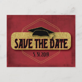 Bewaar de datum Afstuderen Modern Red Gold Briefkaart