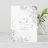 Bewaar de datum | Alabaster Witte Waterverf Pioenr Save The Date (Staand voorkant)