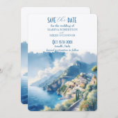 Bewaar de datum Amalfi Aquarel Italië Bestemming Kaart (Voorkant / Achterkant)