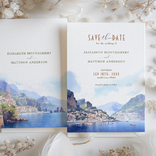 Bewaar de datum Amalfi Coast Italië Bestemming Kaart