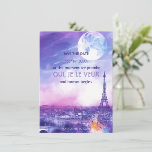 Bewaar de DATUM Amour Éternel à la Parisienne Save The Date (Staand voorkant)