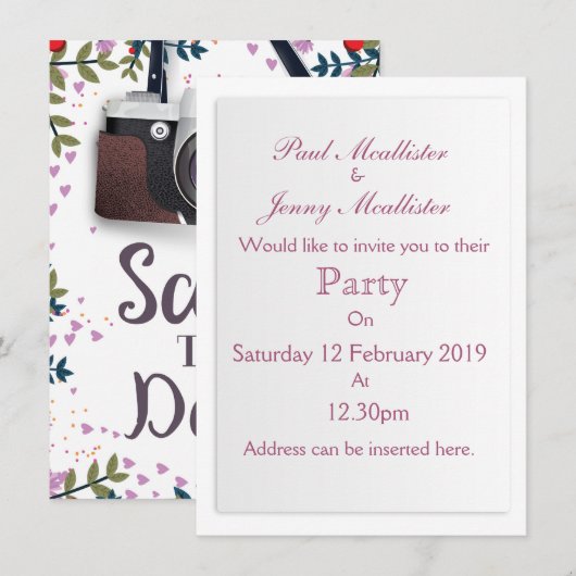 Bewaar de datum antieke camera kaart (Voorkant / Achterkant)