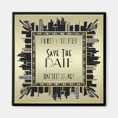 Bewaar de datum Art Deco Champagne Gold Gatsby Gla Magneet (Voorkant)