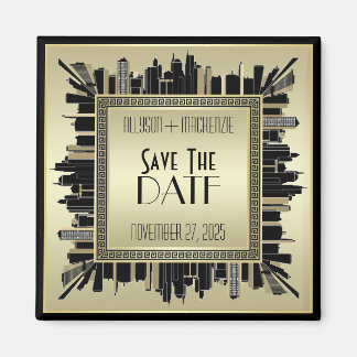 Bewaar de datum Art Deco Champagne Gold Gatsby Gla Magneet