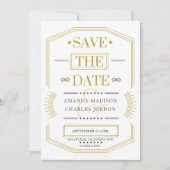 Bewaar de datum Art-deco geometrisch frame Kaart (Voorkant)