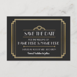 Bewaar de datum Art Deco Wedding Party Gold Invite Save The Date