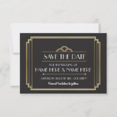 Bewaar de datum Art Deco Wedding Party Gold Invite Save The Date (Voorkant)
