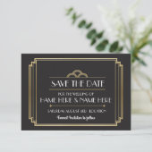 Bewaar de datum Art Deco Wedding Party Gold Invite Save The Date (Staand voorkant)