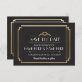 Bewaar de datum Art Deco Wedding Party Gold Invite Save The Date (Voorkant / Achterkant)