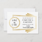 Bewaar de datum Art Deco Wedding Party Gold Invite Save The Date (Voorkant)