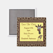 Bewaar de datum Baby shower Giraffes & Dierenprint Magneet (Voorkant / Achterkant)