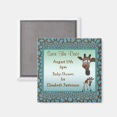 Bewaar de datum Baby shower Giraffes & Dierenprint Magneet (Voorkant / Achterkant)