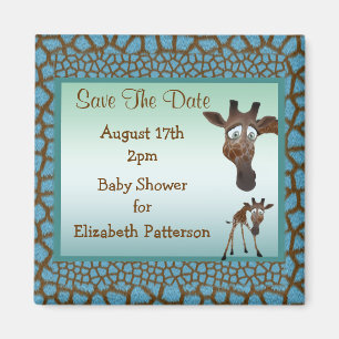 Bewaar de datum Baby shower Giraffes & Dierenprint Magneet