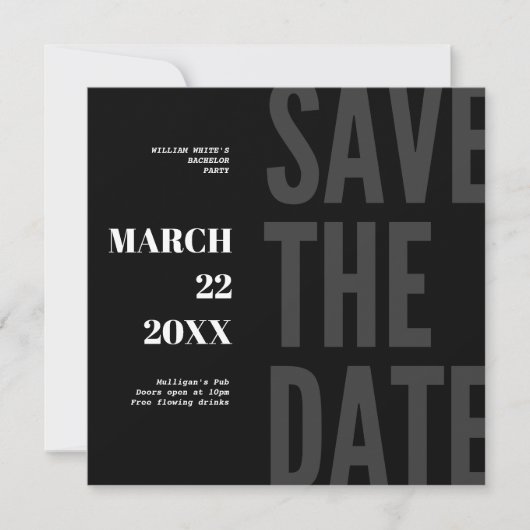 Bewaar de datum Bachelor Party Invitation Minimali Save The Date (Voorkant)