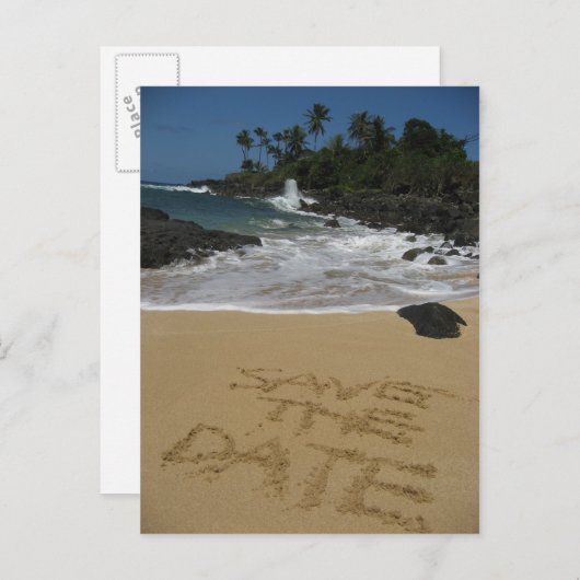 Bewaar de datum - Beach Aankondigingskaart (Voorkant / Achterkant)