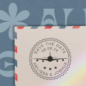 Bewaar de datum Bestemming Vliegtuig Reizen Bruilo Zelfinktende Stempel