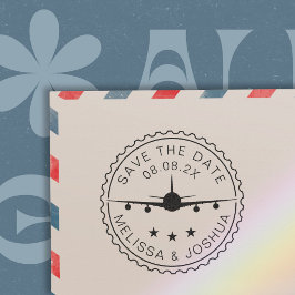 Bewaar de datum Bestemming Vliegtuig Reizen Bruilo Zelfinktende Stempel