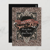 Bewaar de datum Black & Faux Gold Glitter Verlovin Briefkaart (Voorkant / Achterkant)