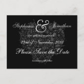 Bewaar de datum Black & White Heart Post Kaart (Achterkant)