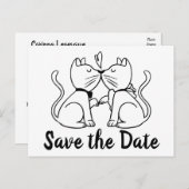 Bewaar de datum Black White Wedding Cats Verloving Briefkaart (Voorkant / Achterkant)