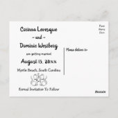 Bewaar de datum Black White Wedding Cats Verloving Briefkaart (Achterkant)