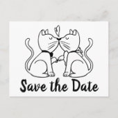 Bewaar de datum Black White Wedding Cats Verloving Briefkaart (Voorkant)