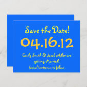 Bewaar de datum blauw en geel kaart (Voorkant / Achterkant)