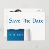 Bewaar de datum blauw en wit foto Briefkaart (Voorkant / Achterkant)