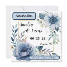 Bewaar de datum blauwe bloemen