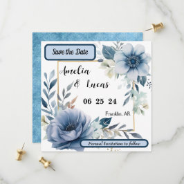 Bewaar de datum Blauwe Bloemen Save The Date