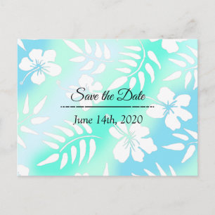 Bewaar de datum Blauwe Teal Hibiscus Tropisch Them Briefkaart