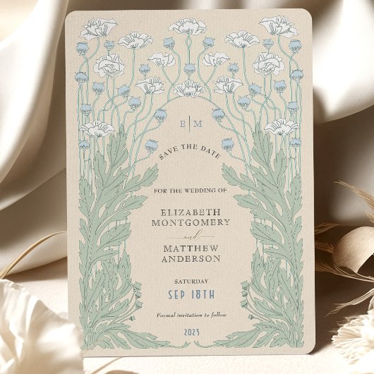  Bewaar de datum Blauwgroen Blauw Wit Cream Kaart