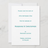 Bewaar de datum Blauwgroen gekleurde vlinders hart Save The Date (Achterkant)