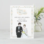 Bewaar de datum bloem kaart (Staand voorkant)