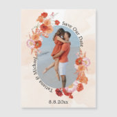 bewaar de datum bloem oranje boog foto magneet (Voorkant)