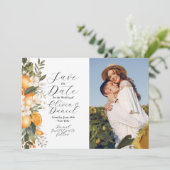 Bewaar de datum Bloembloemen Fruit Sinaasappels Fo Save The Date (Staand voorkant)