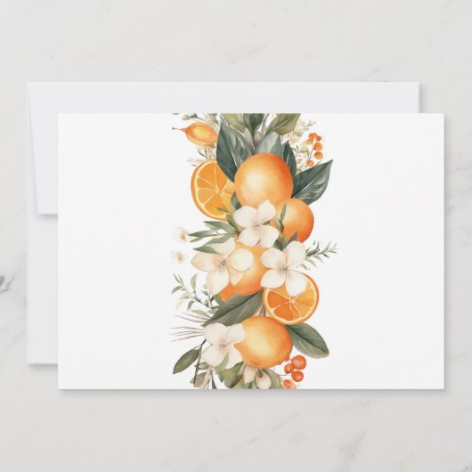 Bewaar de datum Bloembloemen Fruit Sinaasappels Fo Save The Date (Achterkant)