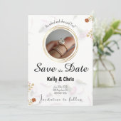 Bewaar de datum Bloemen Verloving Ring Uitnodiging (Staand voorkant)