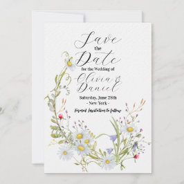 Bewaar de datum Bloemen Wildflower Bruiloft Daisy Save The Date