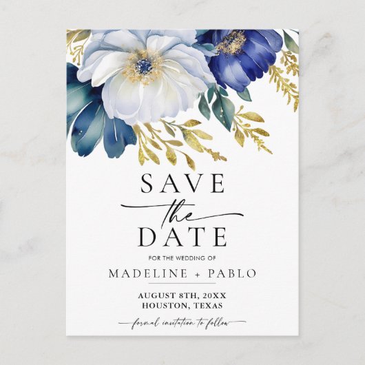 Bewaar de datum bloemenbruiloft briefkaart aankond (Voorkant)